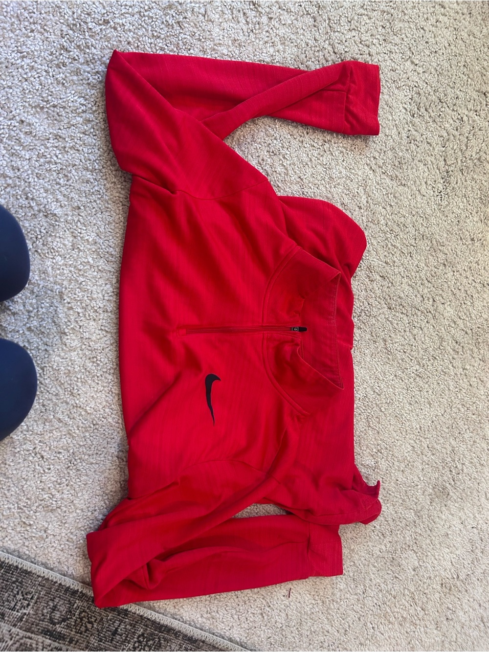Nike Red Half-Zip Pullover with Black Swoosh